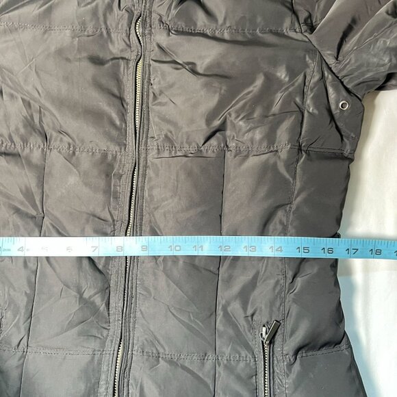 Zara Slim Fitted Down Fill Long Jacket Coat Collar Knee Length Black Size M - Picture 5 of 13